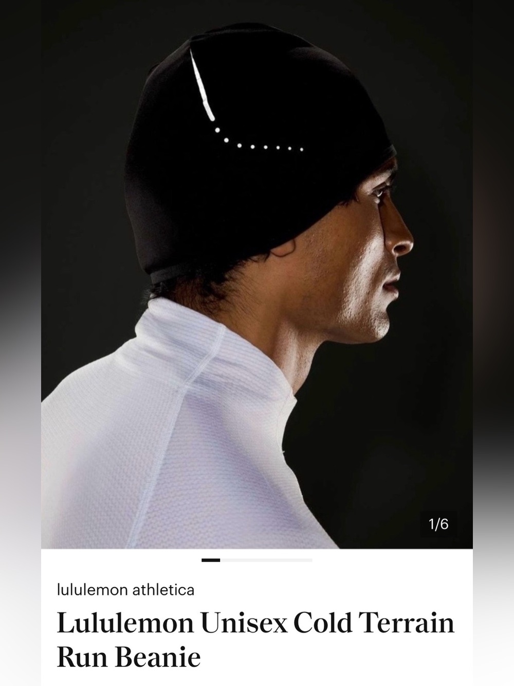 Lululemon Athletica Unisex Black Reflective Cold Terrain Run Beanie, OSFA